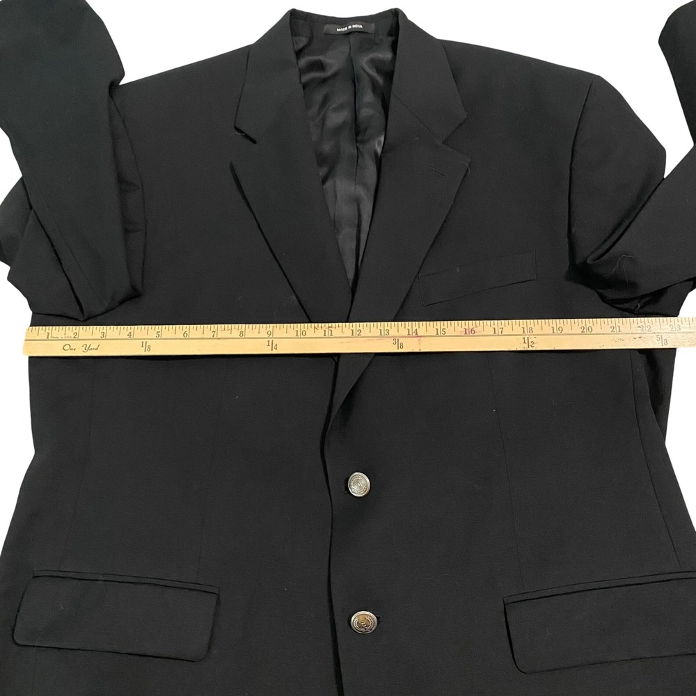 RALPH Ralph Lauren Mens 44R Black 100% Wool Blazer Silver Crest Button Dillard's - Picture 6 of 10